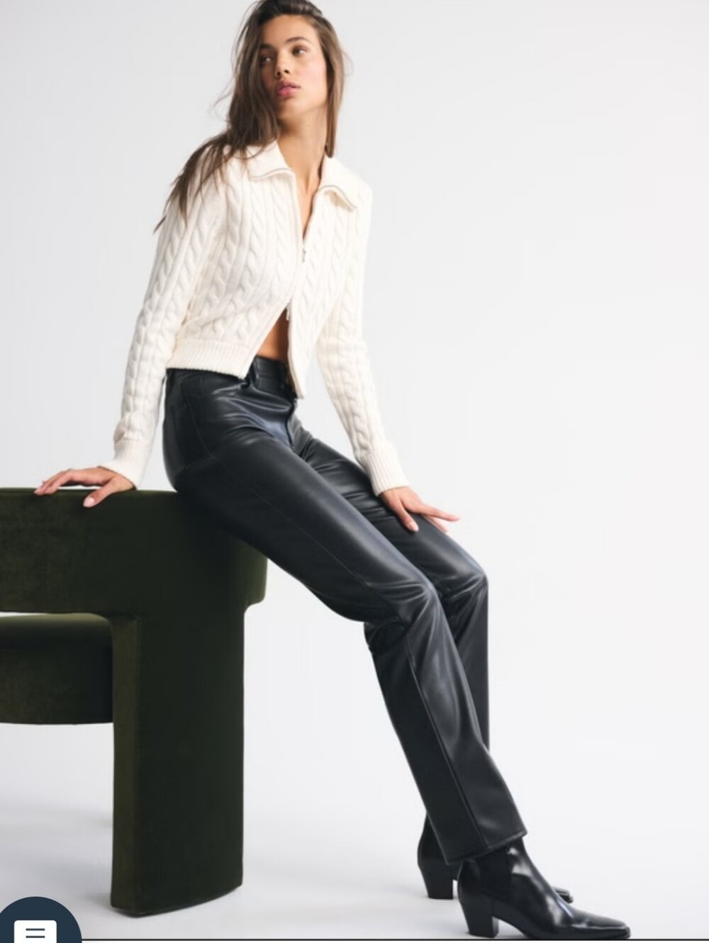 Abercrombie & Fitch Black Faux Leather Straight-Leg Pants Size 31